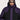 Men's purple and black outdoor jacket featuring a hood, sleek design, and sporty style, paired with a beanie and sunglasses for a trendy look.