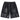 Black denim shorts with "SCARRY" graphic print on the side and an elastic waistband.