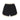 Black shorts with a cream-colored hem and waistband, featuring a back pocket, ideal for casual wear.