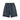 Denim shorts with an elastic waistband and two back pockets, featuring a relaxed fit and a dark wash finish.