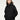 Black oversized hoodie with a high collar and button detailing, featuring a front kangaroo pocket, worn by a model.